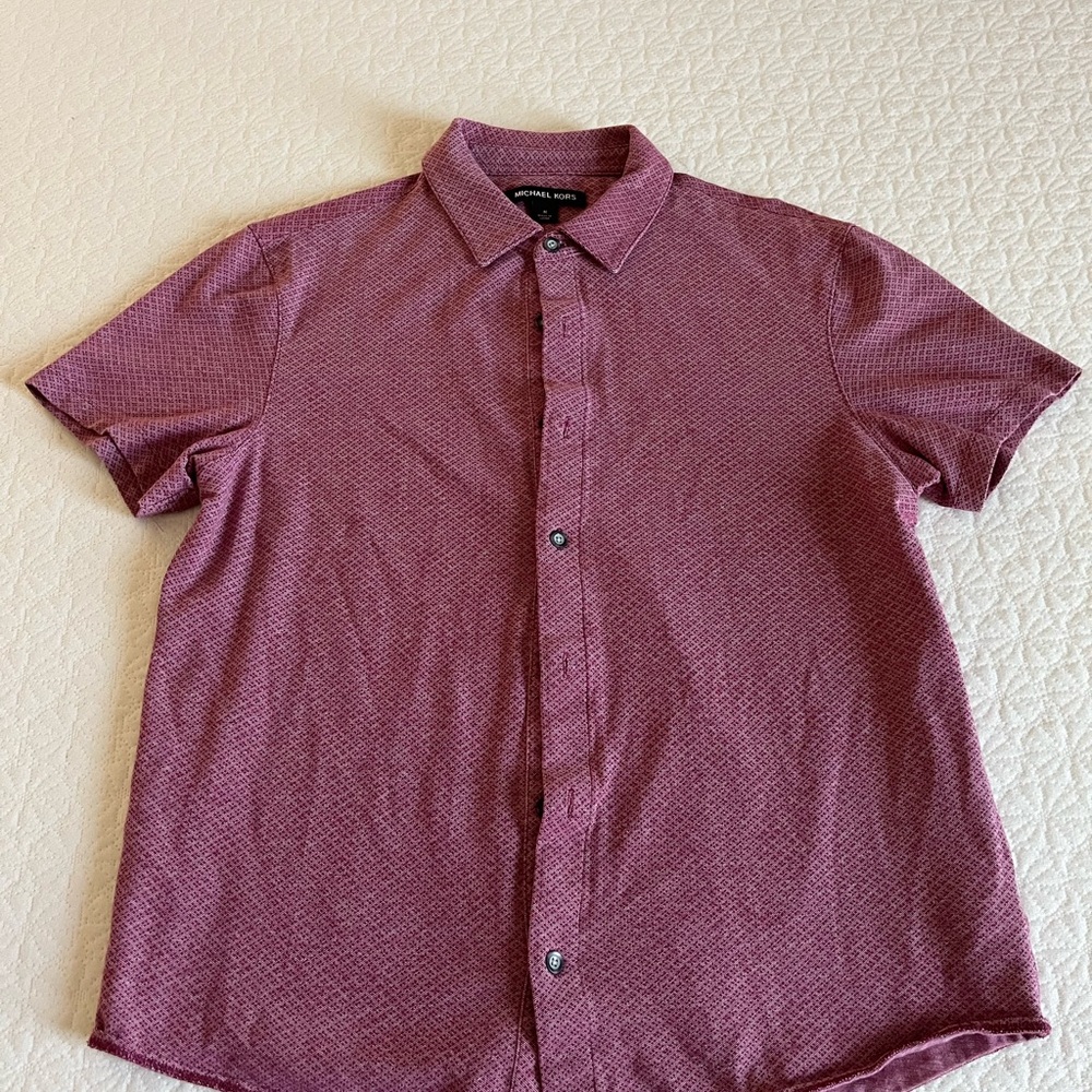 Michael Kors Maroon Casual Button Down Shirt